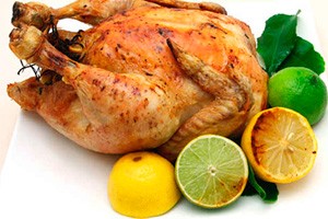 Pollo intero al forno con limone