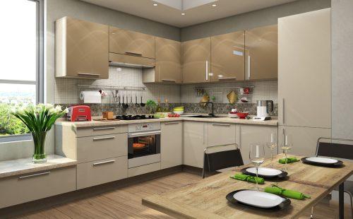 Cucina ad angolo design marrone chiaro