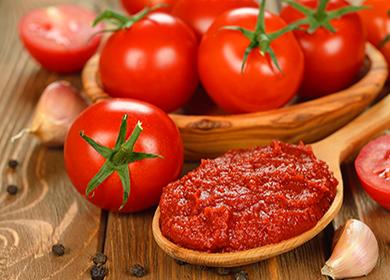 Ricetta concentrato di pomodoro per pomodori per l'inverno: cuocere in padella, forno, pentola a cottura lenta, con spezie e completamente senza sale