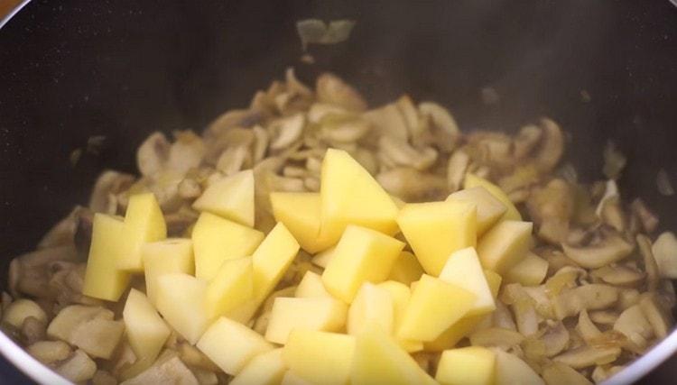 Quindi aggiungere le patate al piatto.