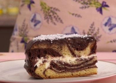 Torta zebra su panna acida - una ricetta deliziosa