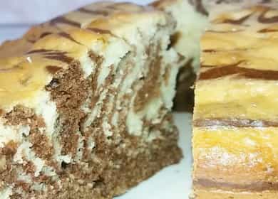 Torta (torta) Zebra su kefir secondo una ricetta graduale con foto