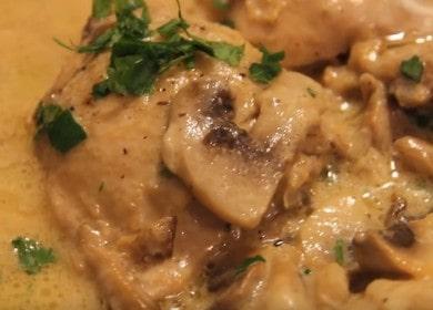 Pollo con funghi in salsa di panna acida - una ricetta deliziosa e semplice