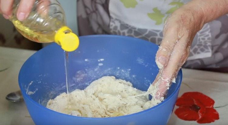 Nel processo di impasto, aggiungi un po 'di olio vegetale.