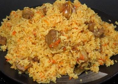 Ricetta per un rapido pilaf in padella: risulta friabile e fragrante