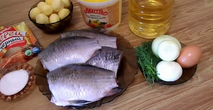 Per preparare la carpa crucian in panna acida, preparare gli ingredienti