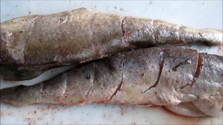 Per cucinare novagi al forno. ungere il pesce