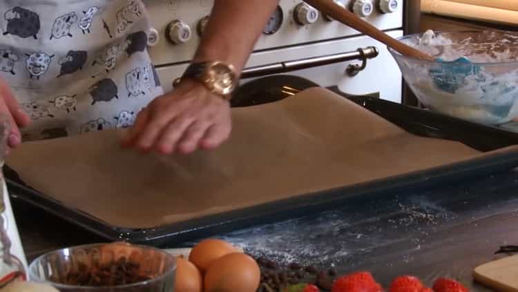 Per preparare biscotti con farina di medaglie. Preparare una teglia