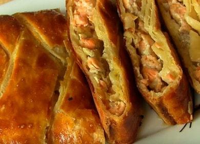 Torta di pesce semplice con salmone di pasta sfoglia