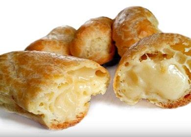 Bignè deliziosi con crema pasticcera senza olio a casa