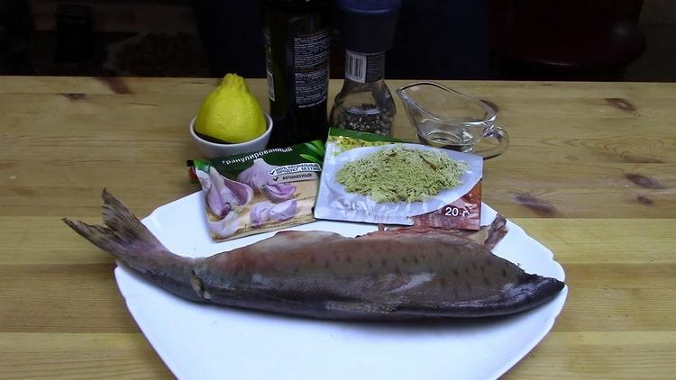 Per cuocere il salmone rosa intero nel forno, preparare gli ingredienti