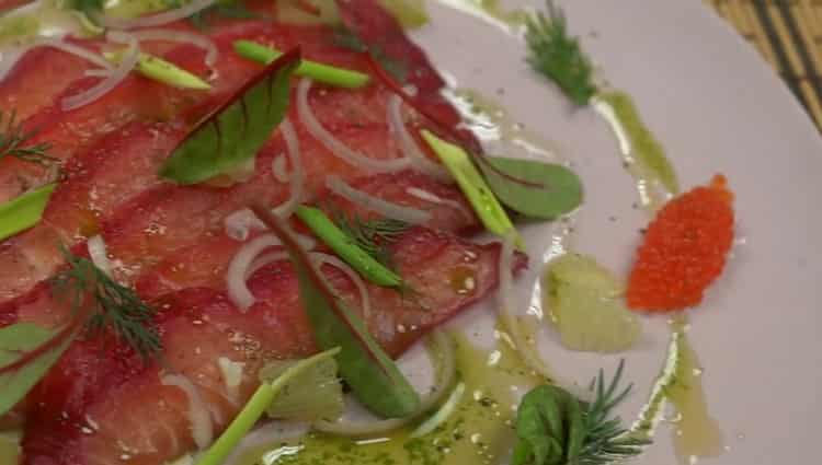 carpaccio de salmó a punt