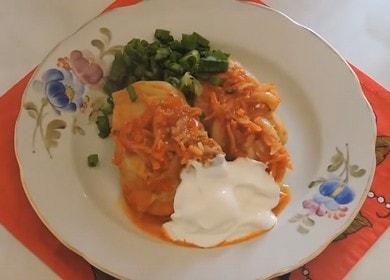 Cuciniamo deliziosi involtini di cavolo con carne e riso secondo la ricetta con foto passo-passo.