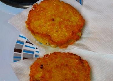 Cucinare deliziose frittelle con formaggio secondo una ricetta passo-passo con una foto.