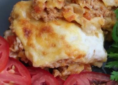 lasagne al lavash semplici ma gustose con carne macinata: cuocere con foto passo dopo passo.