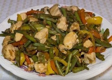 Appetitosi fagiolini con pollo: ricetta con foto per preparare l'insalata originale.