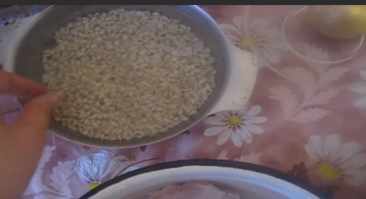 L'orzo deve essere lavato in anticipo e riempito con acqua.