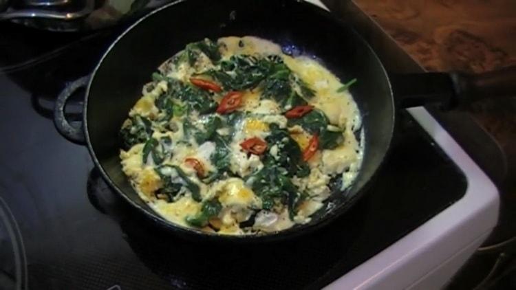 la frittata con spinaci è pronta