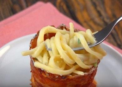 Appetitosa pasta di linguine a casa: cucinare con foto passo dopo passo.