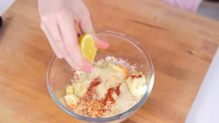 Per preparare il crabsburger, aggiungi il succo con = limone