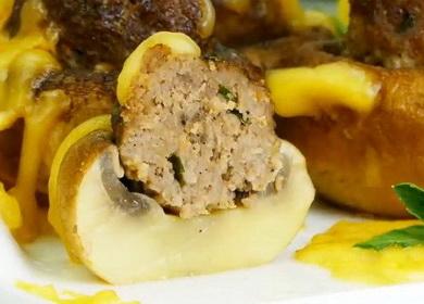 Funghi ripieni con carne macinata nel forno - vola via in un minuto 🥩