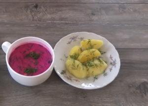 Zuppa fredda di barbabietola secondo una ricetta graduale con foto