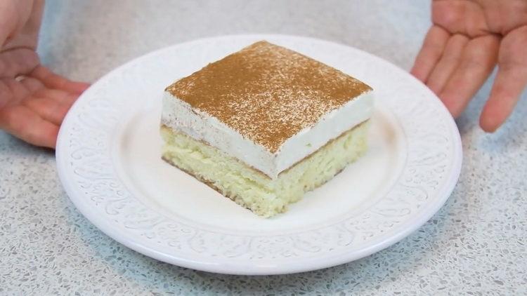 Torta Tre latte secondo una ricetta graduale con foto